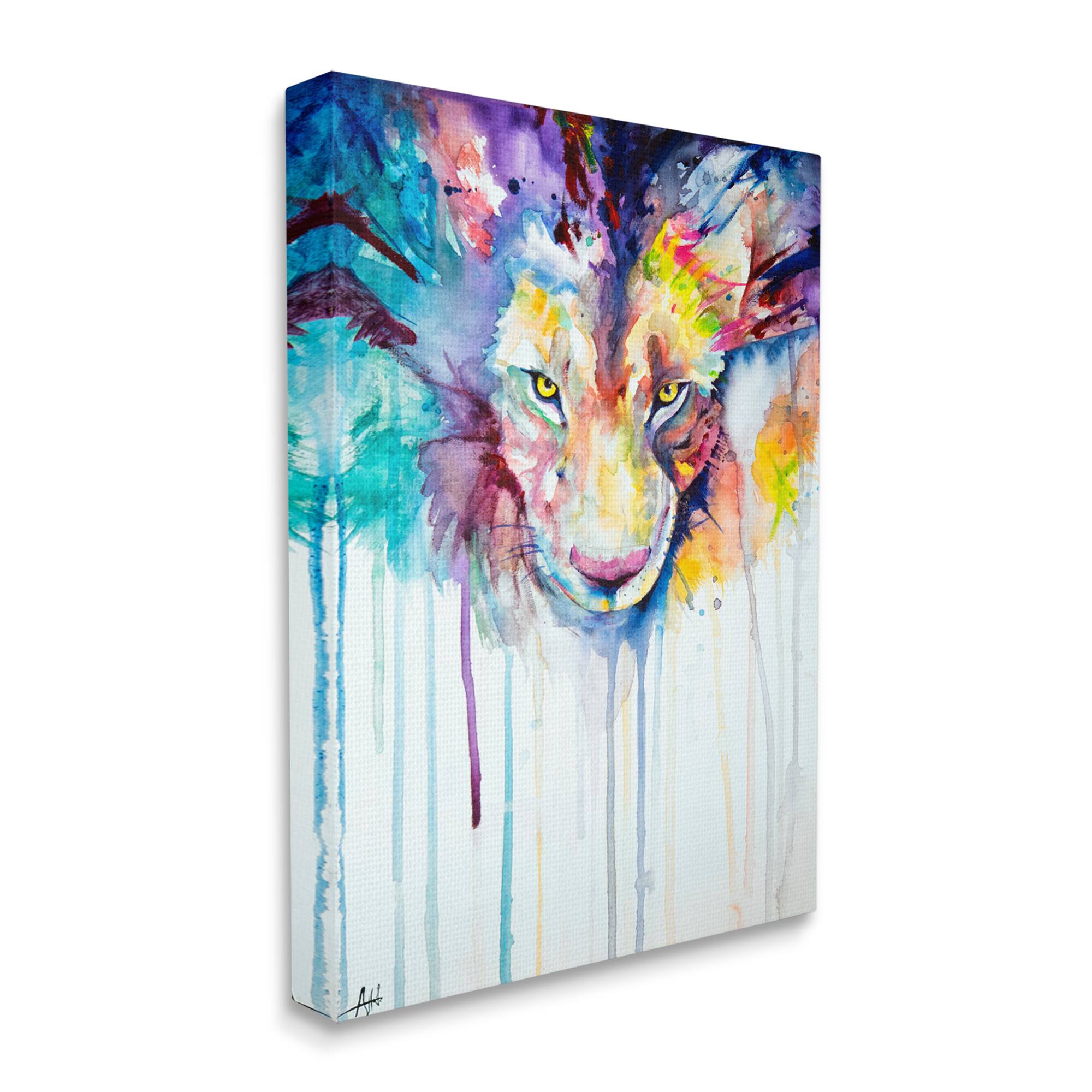 Stupell Industries Colorful Large Lion Portrait Wall Accent